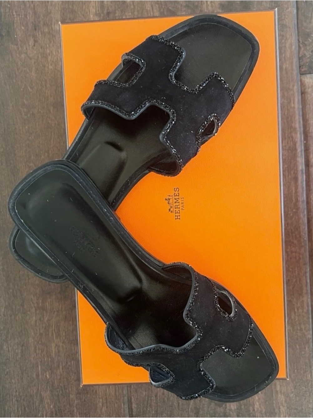 Hermes Black Suede Women’s Slide Sandals